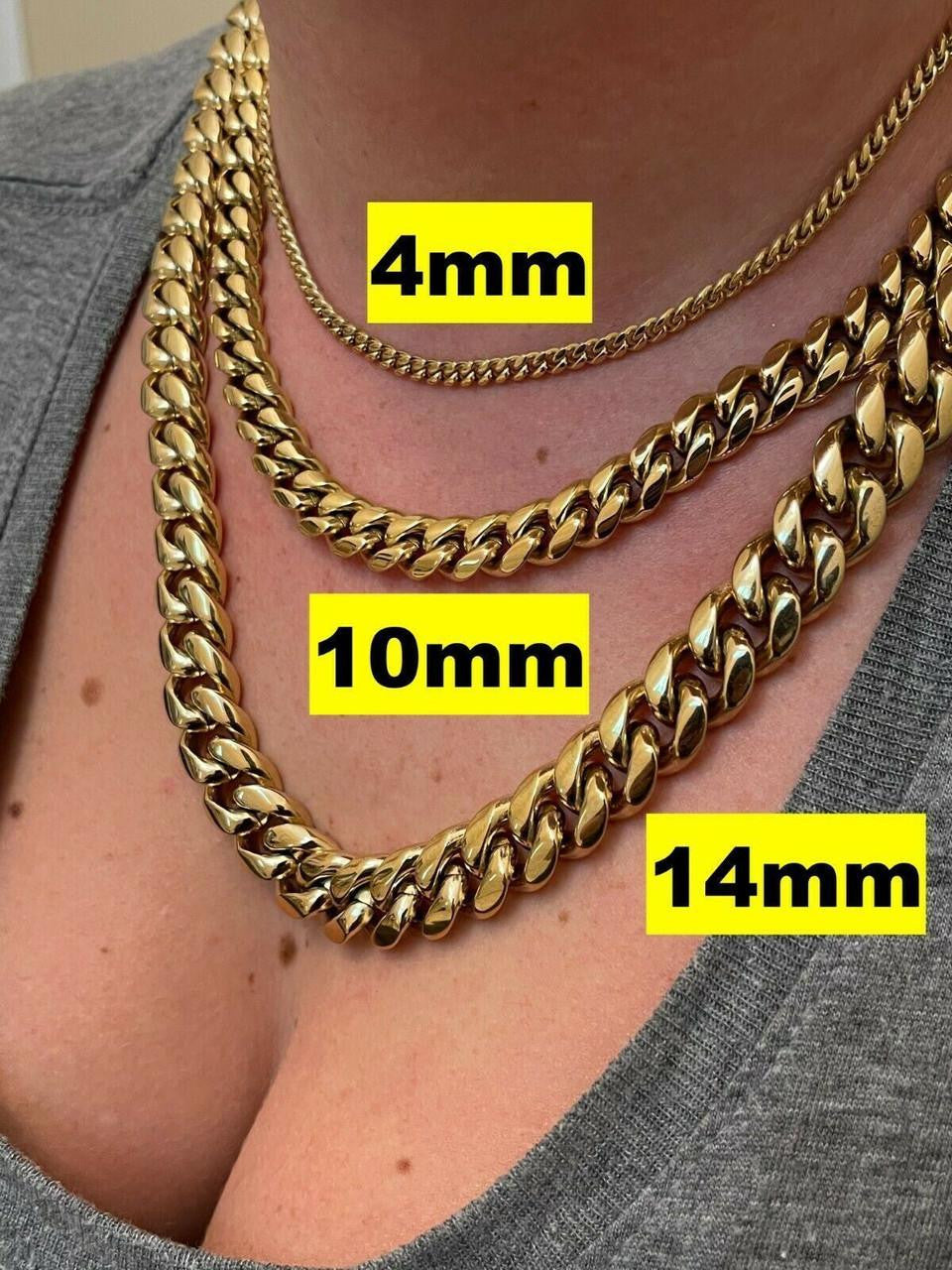 Miami Cuban Link Chain Necklace Bracelet 18k Gold Plated Stainless Steel 6-18mm