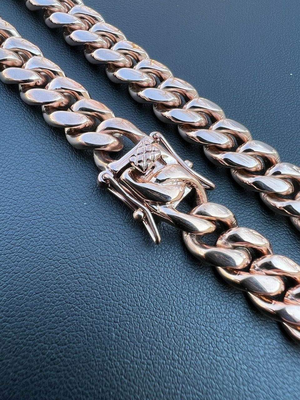 Miami Cuban Link Chain Necklace - 14k Rose Gold Plated Stainless Steel - 16"-36" - 4mm-18mm