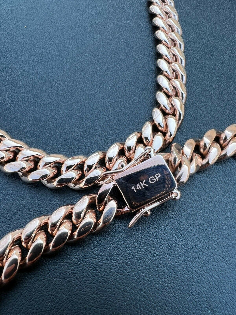 Miami Cuban Link Chain Necklace - 14k Rose Gold Plated Stainless Steel - 16"-36" - 4mm-18mm