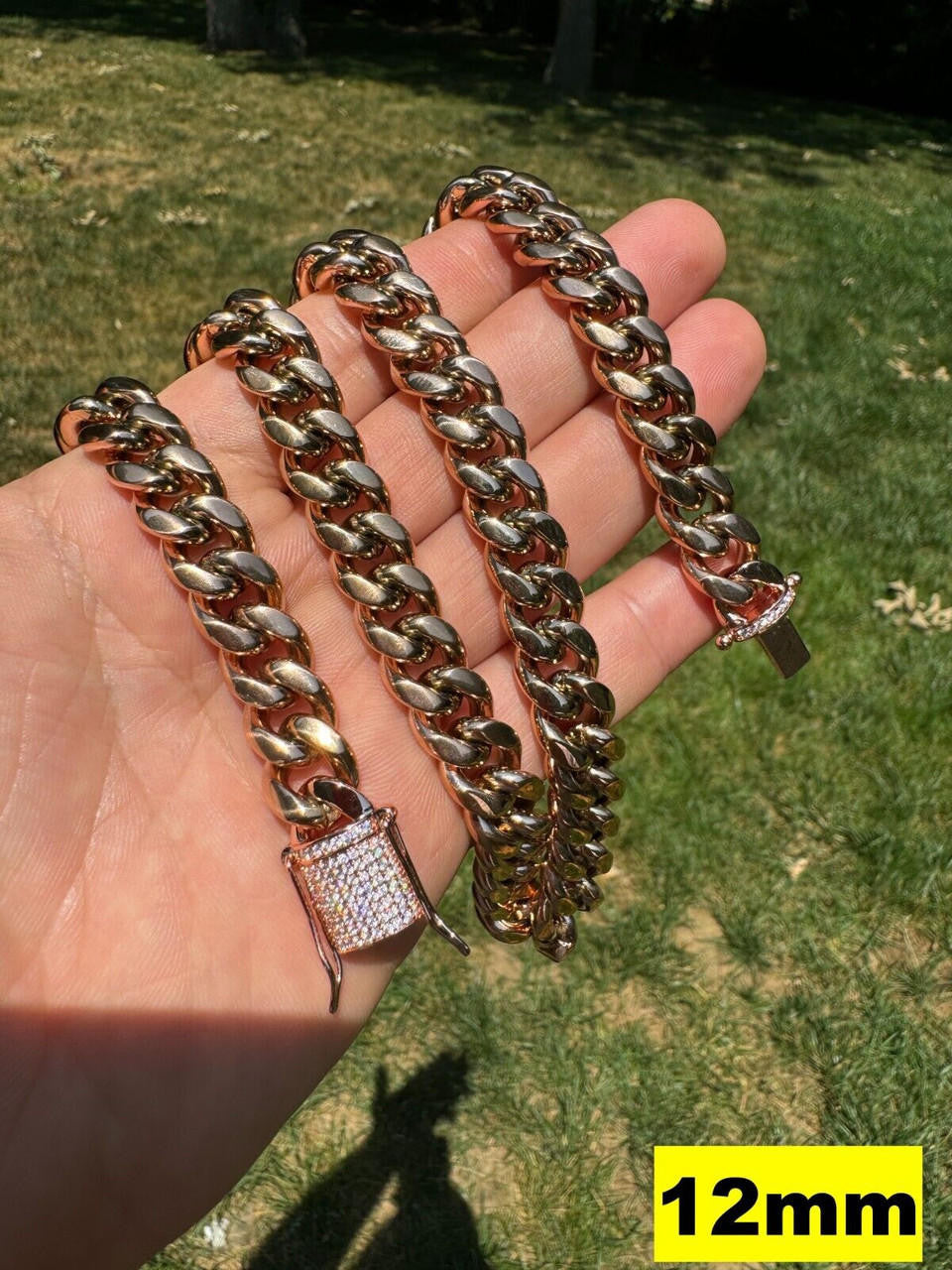 Miami Cuban Link Chain Necklace W. CZ Clasp - Rose Gold Plated Stainless Steel - 16"-30" - 8mm-14mm