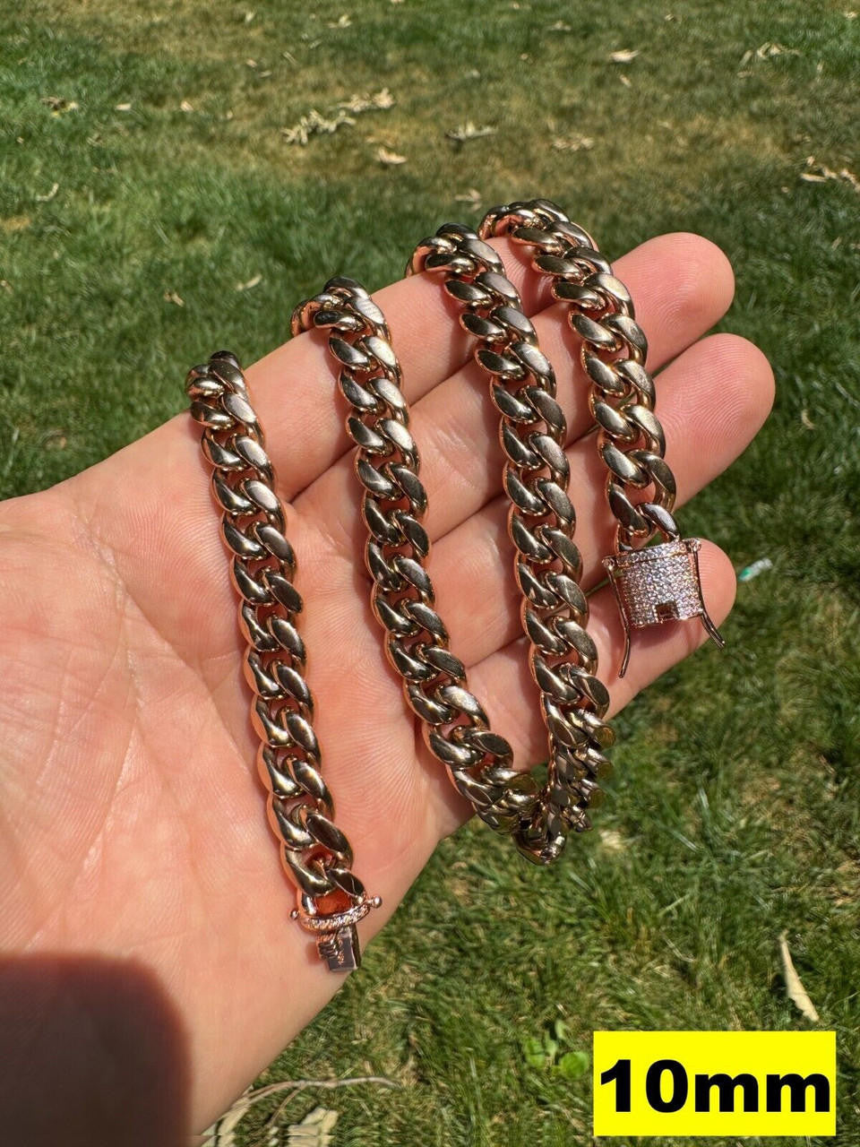 Miami Cuban Link Chain Necklace W. CZ Clasp - Rose Gold Plated Stainless Steel - 16"-30" - 8mm-14mm