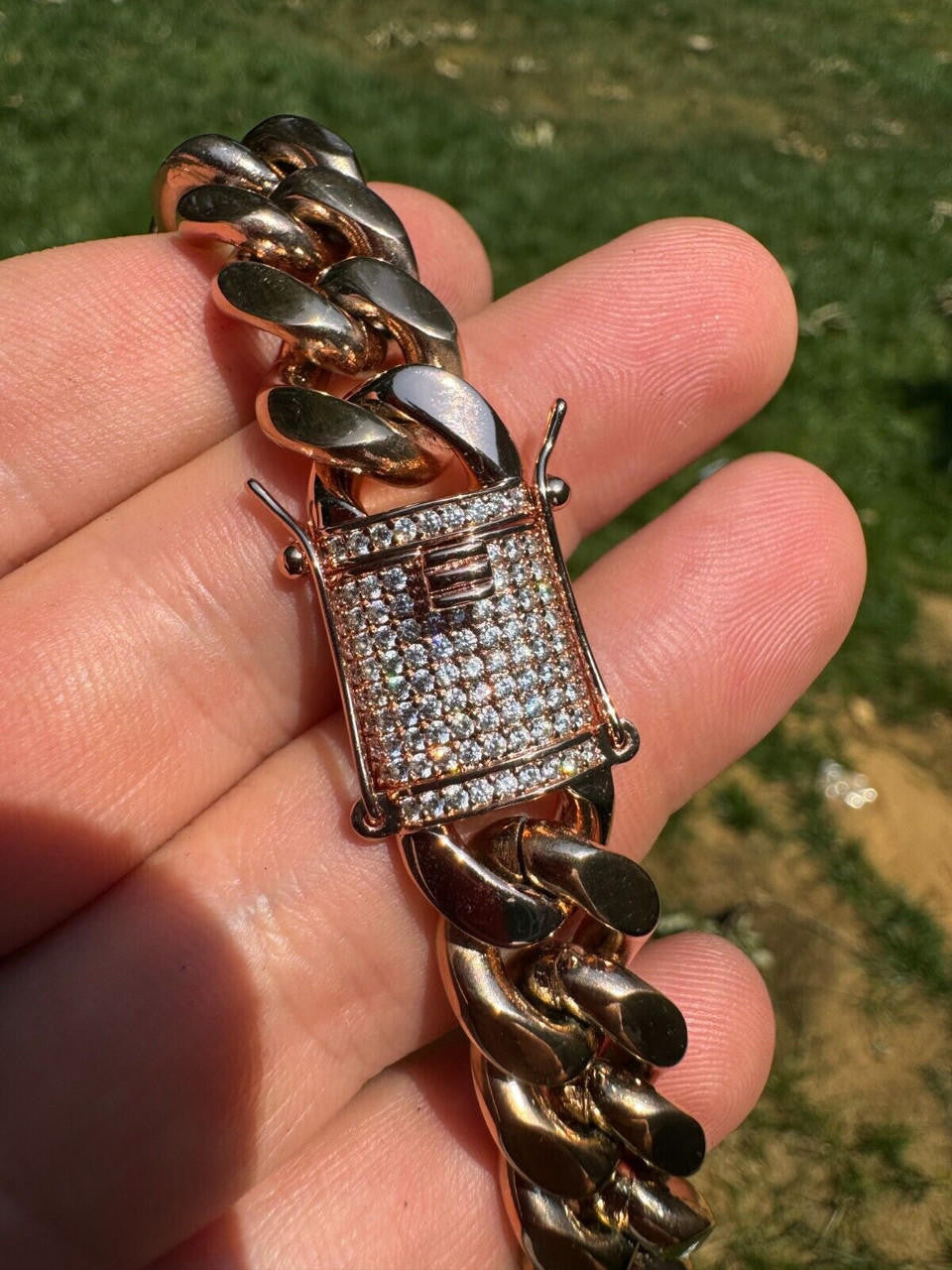 Miami Cuban Link Chain Necklace W. CZ Clasp - Rose Gold Plated Stainless Steel - 16"-30" - 8mm-14mm