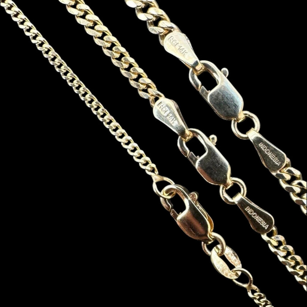 Micro Miami Cuban Link Chain Necklace - 14k Yellow Gold - 16"-24" - 1.5mm-3mm