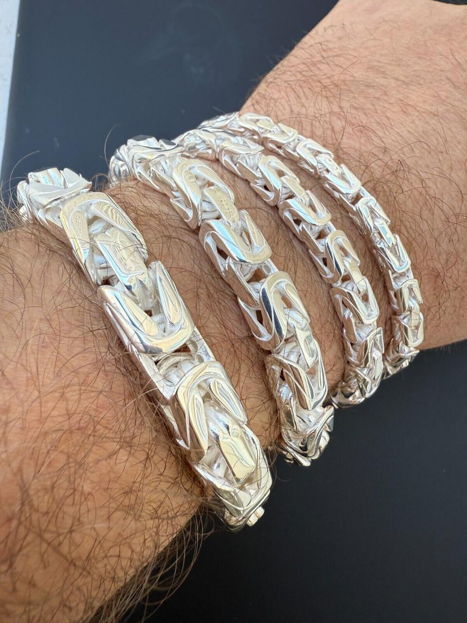 Modern Byzantine Link Bracelet W. Box Lock - 925 Sterling Silver -7"-9" - 5mm-10mm