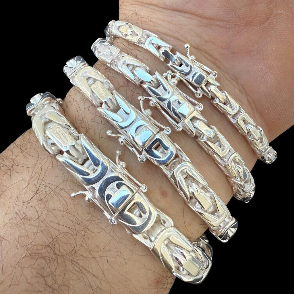 Modern Byzantine Link Bracelet W. Box Lock - 925 Sterling Silver -7"-9" - 5mm-10mm