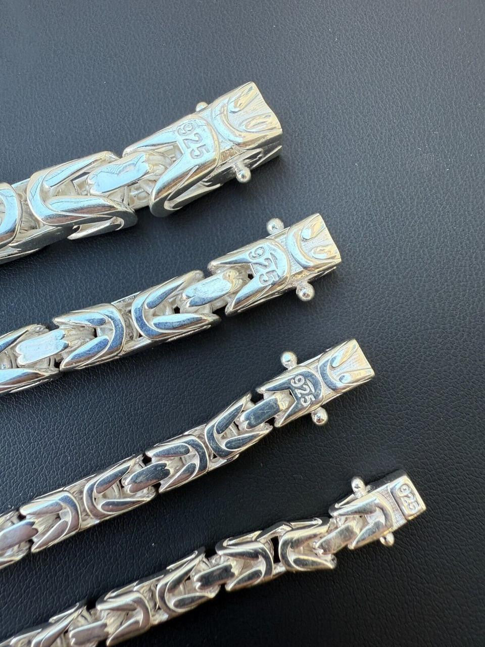 Modern Byzantine Link Bracelet W. Box Lock - 925 Sterling Silver -7"-9" - 5mm-10mm