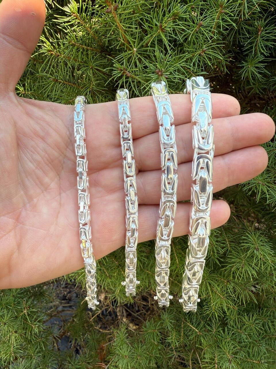 Modern Byzantine Link Bracelet W. Box Lock - 925 Sterling Silver -7"-9" - 5mm-10mm