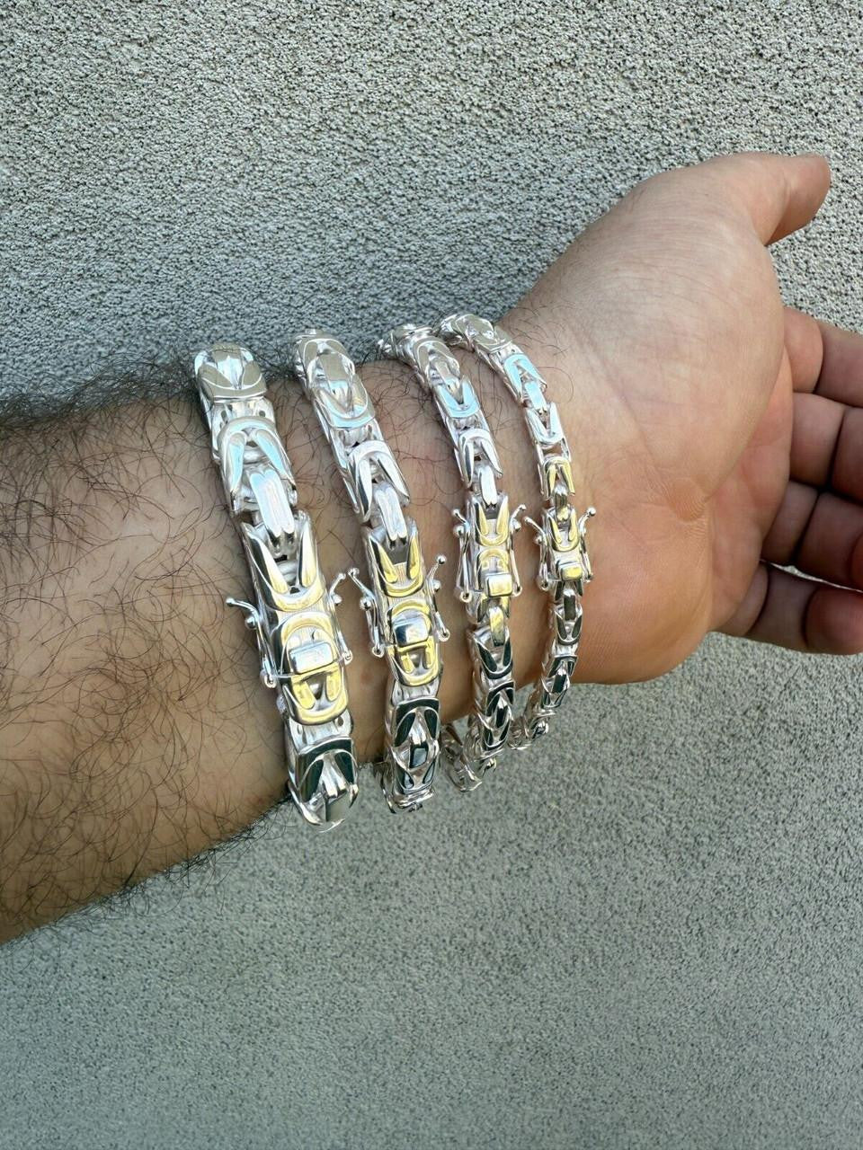 Modern Byzantine Link Bracelet W. Box Lock - 925 Sterling Silver -7"-9" - 5mm-10mm