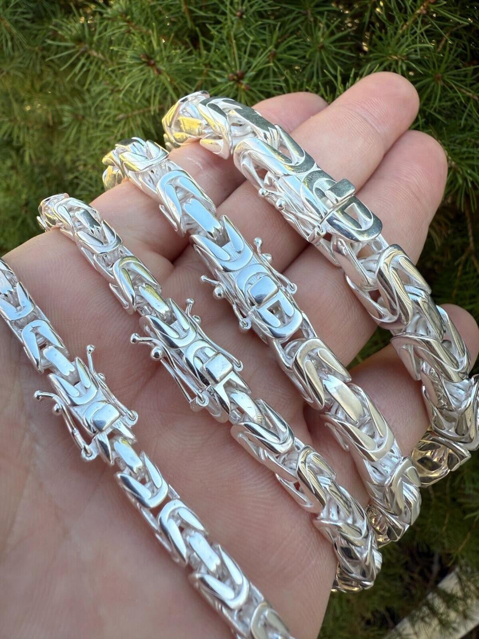 Modern Byzantine Link Bracelet W. Box Lock - 925 Sterling Silver -7"-9" - 5mm-10mm