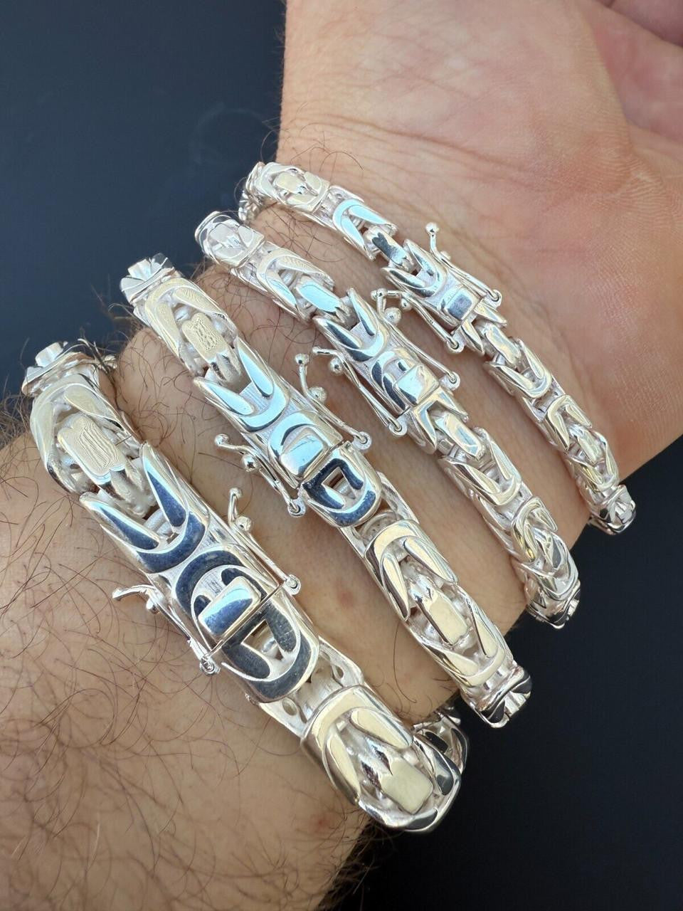 Modern Byzantine Link Bracelet W. Box Lock - 925 Sterling Silver -7"-9" - 5mm-10mm