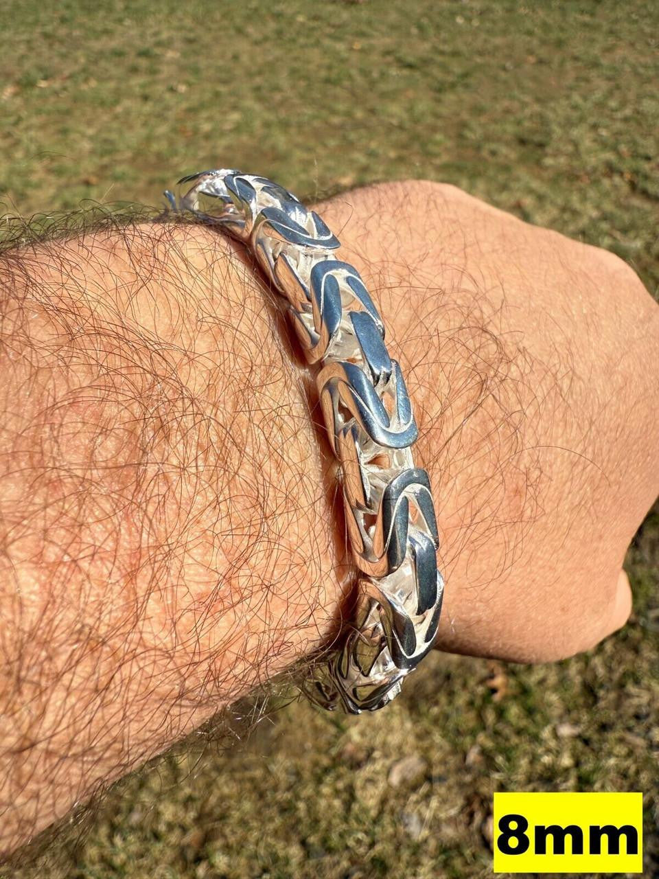 Modern Byzantine Link Bracelet W. Box Lock - 925 Sterling Silver -7"-9" - 5mm-10mm