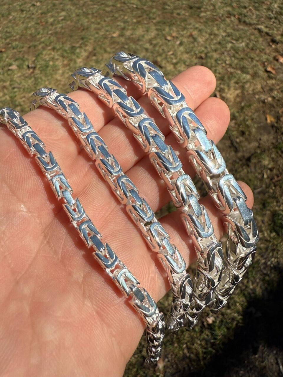 Modern Byzantine Link Bracelet W. Box Lock - 925 Sterling Silver -7"-9" - 5mm-10mm