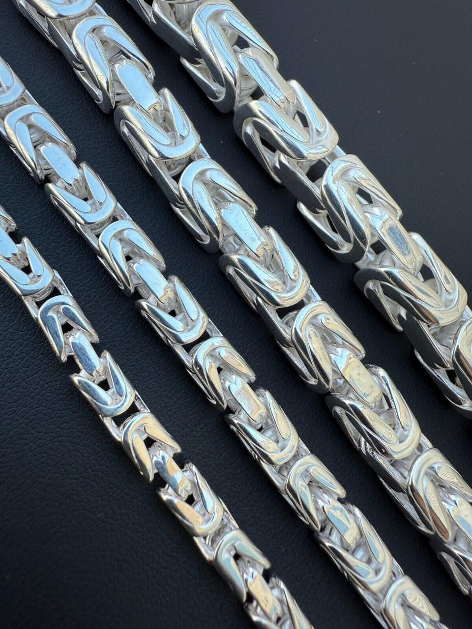 Modern Byzantine Link Bracelet W. Box Lock - 925 Sterling Silver -7"-9" - 5mm-10mm