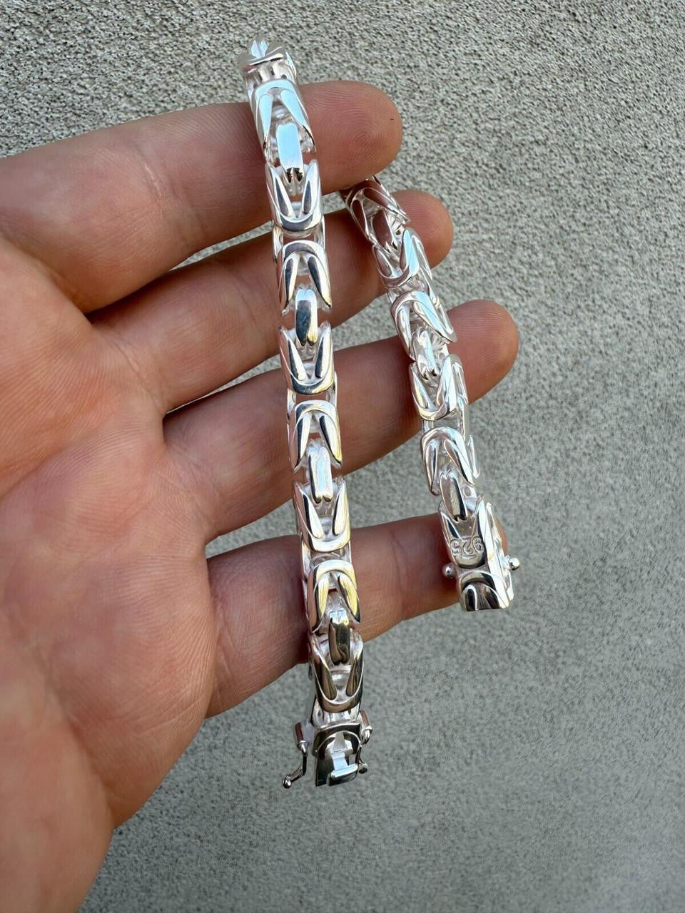 Modern Byzantine Link Bracelet W. Box Lock - 925 Sterling Silver -7"-9" - 5mm-10mm