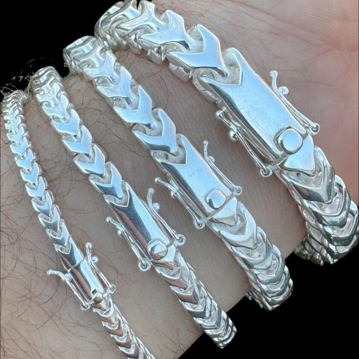 Modern Franco Link Bracelet W. Box Lock - 925 Sterling Silver - 7"-9" - 4mm-10mm