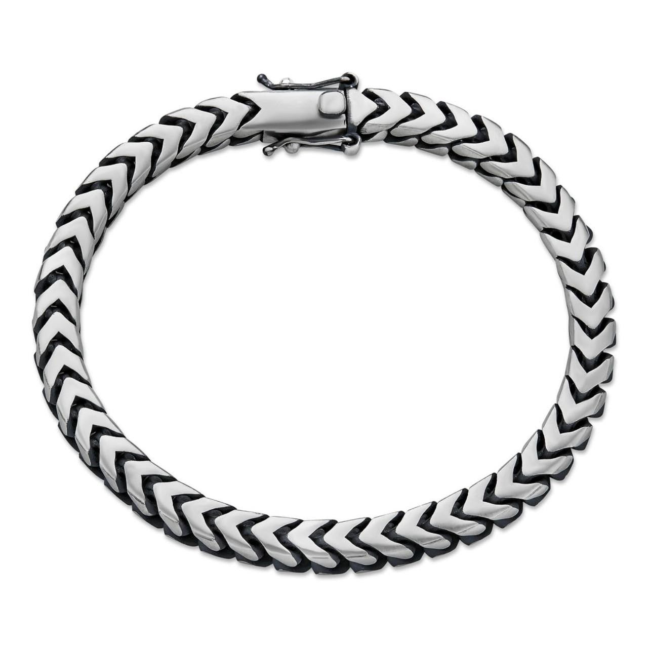 Modern Franco Link Bracelet W. Box Lock - 925 Sterling Silver Oxidized Gunmetal - 7"-9" - 4mm-10mm