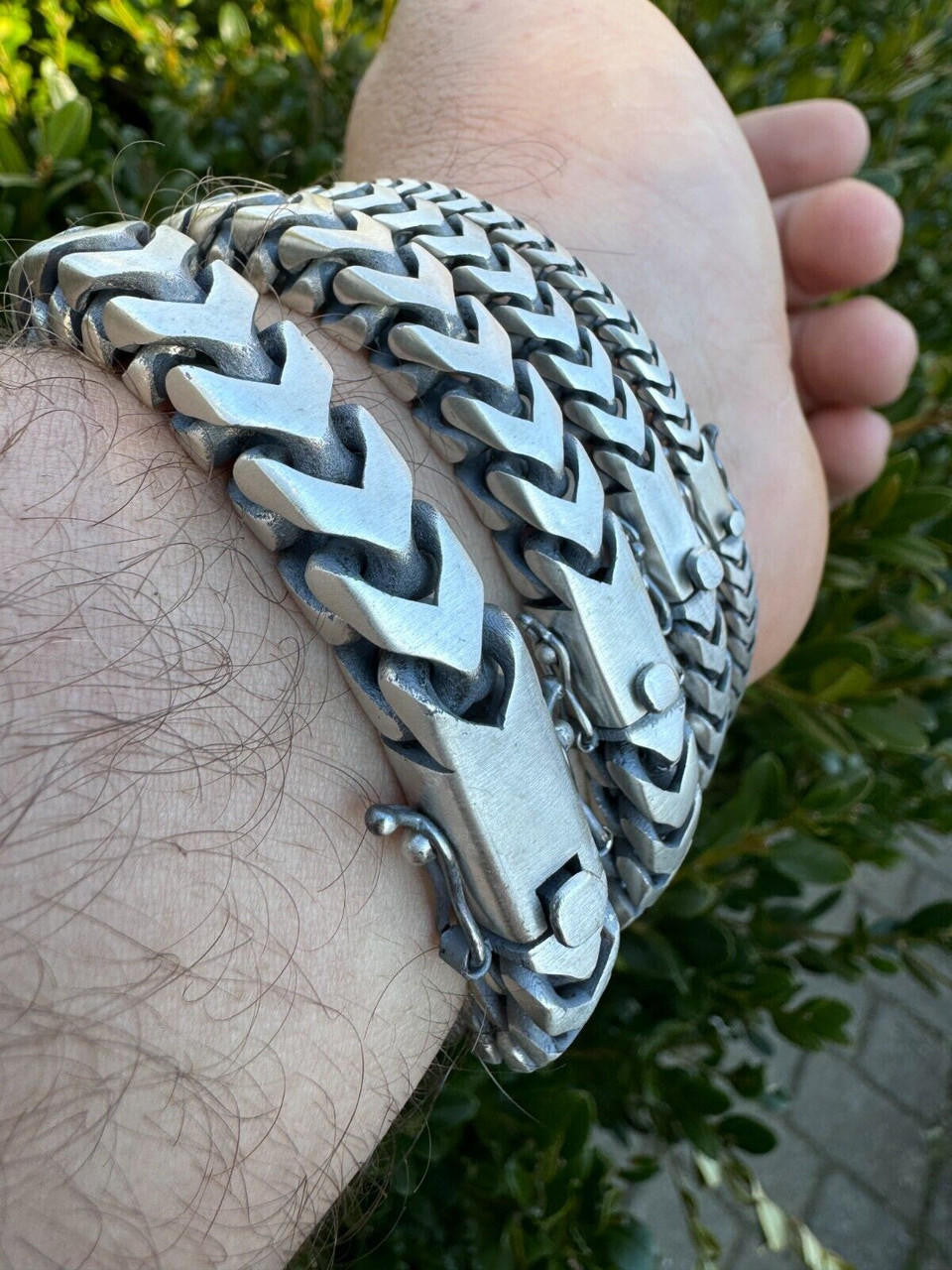 Modern Franco Link Bracelet W. Box Lock - 925 Sterling Silver Oxidized Gunmetal - 7"-9" - 4mm-10mm