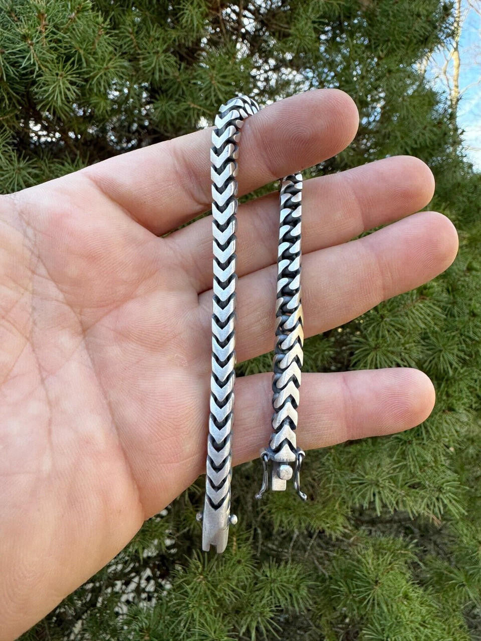 Modern Franco Link Bracelet W. Box Lock - 925 Sterling Silver Oxidized Gunmetal - 7"-9" - 4mm-10mm