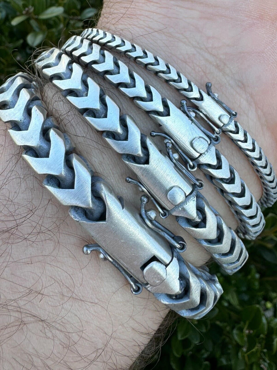Modern Franco Link Bracelet W. Box Lock - 925 Sterling Silver Oxidized Gunmetal - 7"-9" - 4mm-10mm