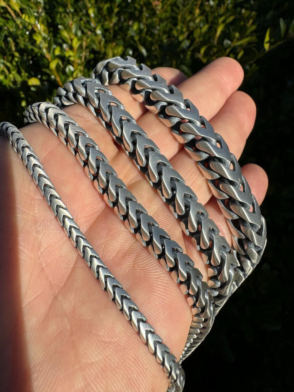 Modern Franco Link Bracelet W. Box Lock - 925 Sterling Silver Oxidized Gunmetal - 7"-9" - 4mm-10mm