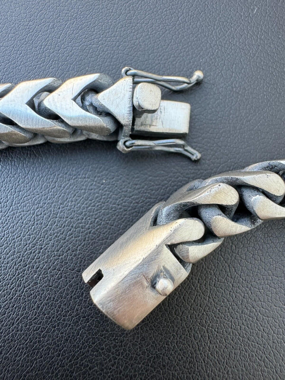 Modern Franco Link Chain Necklace W. Box Lock - Oxidized 925 Sterling Silver - 18"-30" - 4mm-10mm