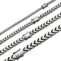 Modern Franco Link Chain Necklace W. Box Lock - Oxidized 925 Sterling Silver - 18"-30" - 4mm-10mm