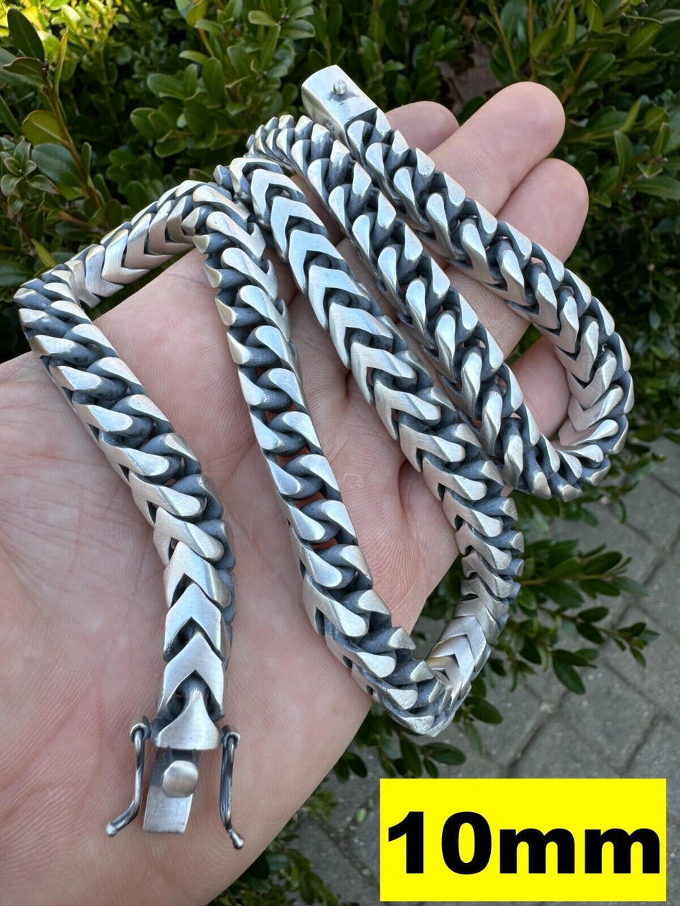 Modern Franco Link Chain Necklace W. Box Lock - Oxidized 925 Sterling Silver - 18"-30" - 4mm-10mm