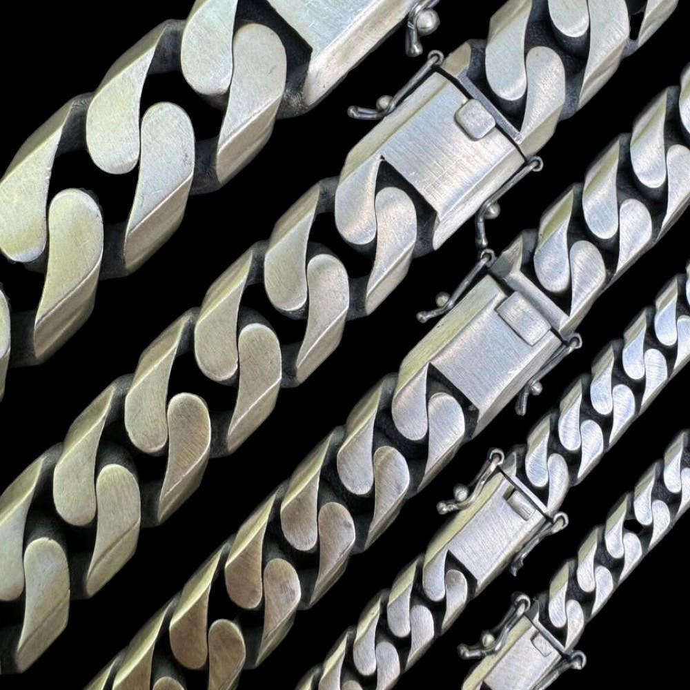 Modern Miami Cuban Link Chain Necklace Or Bracelet - 925 Sterling Silver Oxidized Gunmetal Finish - 7"-28" - 6mm-20mm
