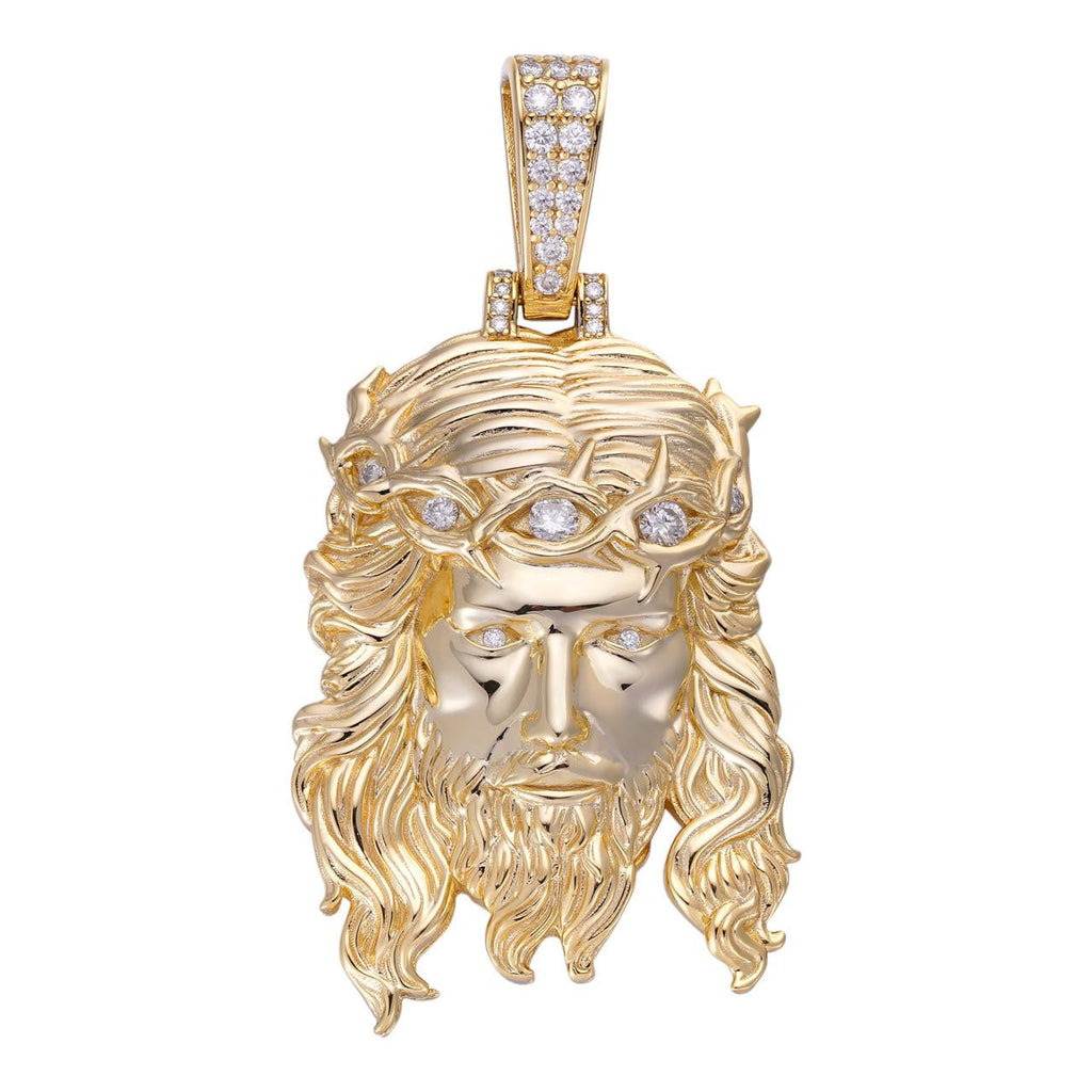 MOISSANITE #1 Bestseller Jesus Piece Pendant - 14k Gold Vermeil 925 Silver - 3 Sizes 1.5"-3"