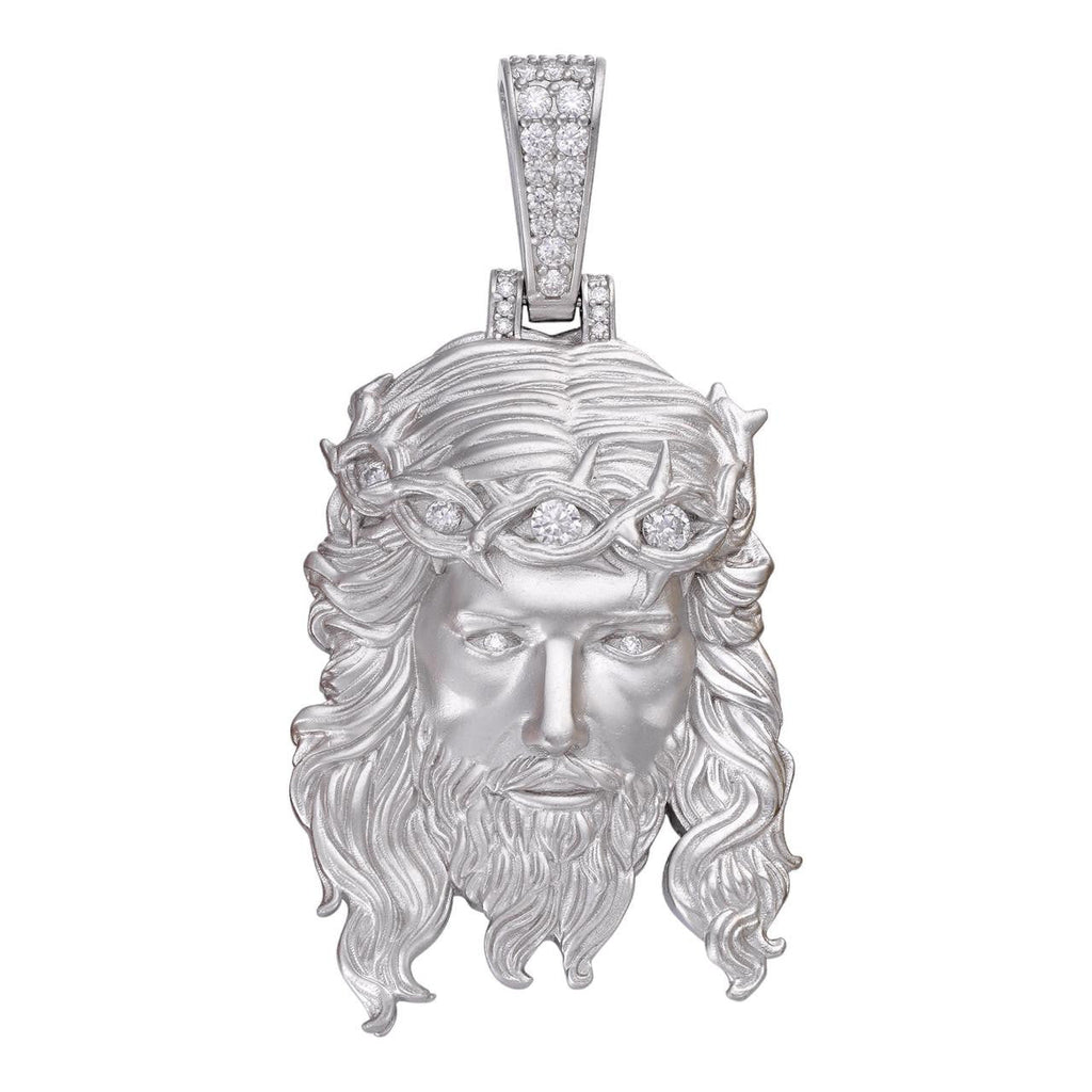 MOISSANITE #1 Bestseller Jesus Piece Pendant - Sandblasted Matte Finish 925 Silver - 3 Sizes 1.5"-3"
