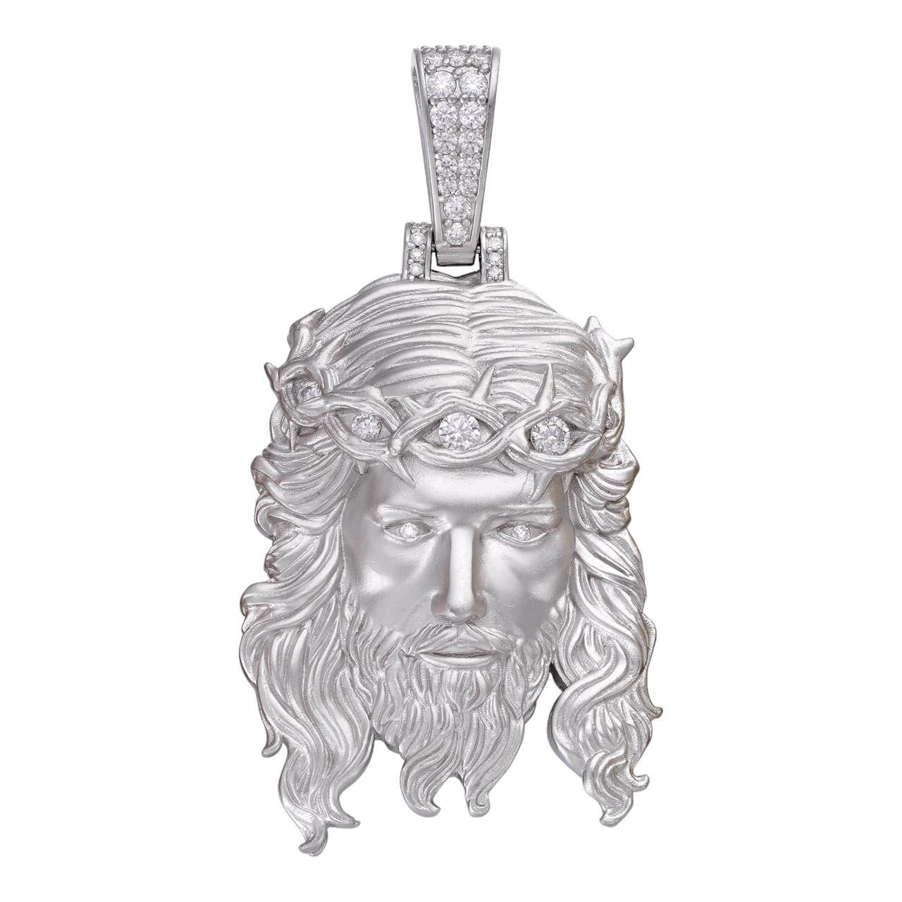 MOISSANITE #1 Bestseller Jesus Piece Pendant - Sandblasted Matte Finish 925 Silver - 3 Sizes 1.5"-3"