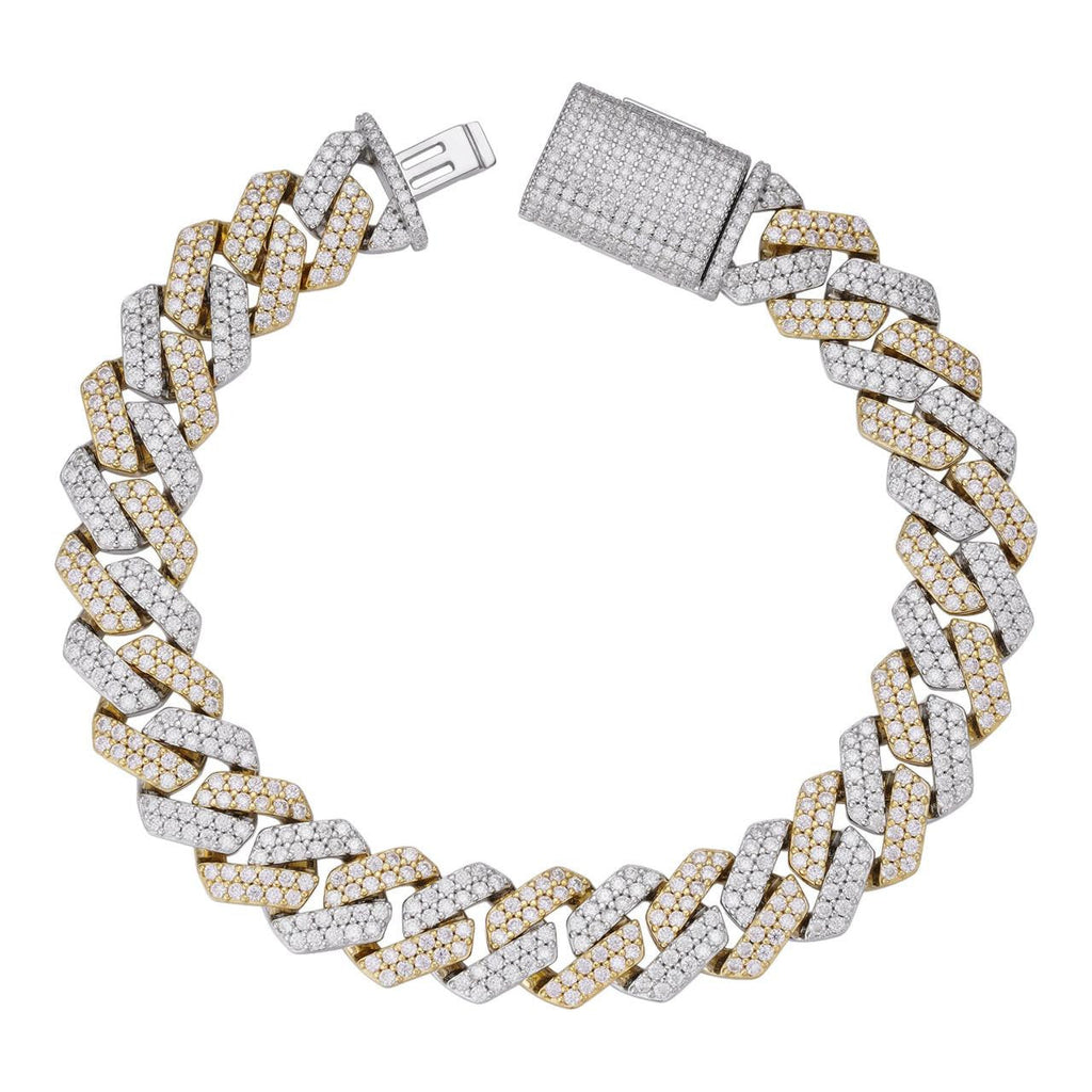 MOISSANITE #1 Bestseller Miami Cuban Link Prong Bracelet Iced Out - 14k Gold Vermeil & 925 Silver - 8mm-20mm - 6" - 9"