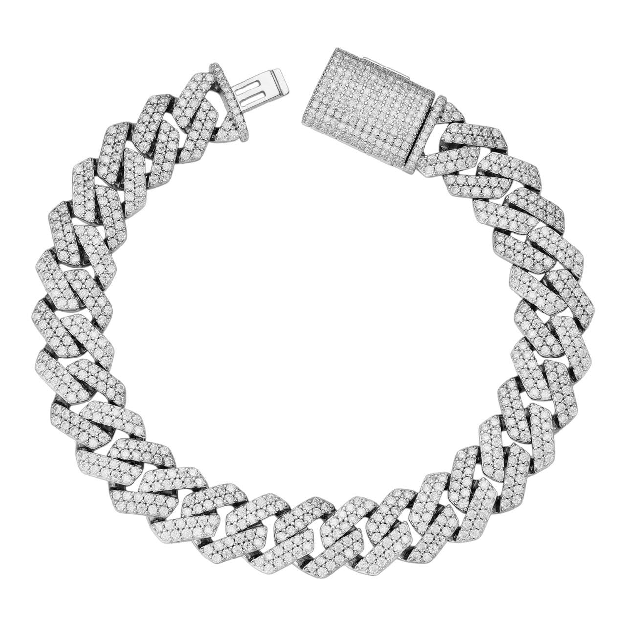 MOISSANITE #1 Bestseller Miami Cuban Link Prong Bracelet Iced Out - 925 Silver - 8mm-20mm - 6" - 9"