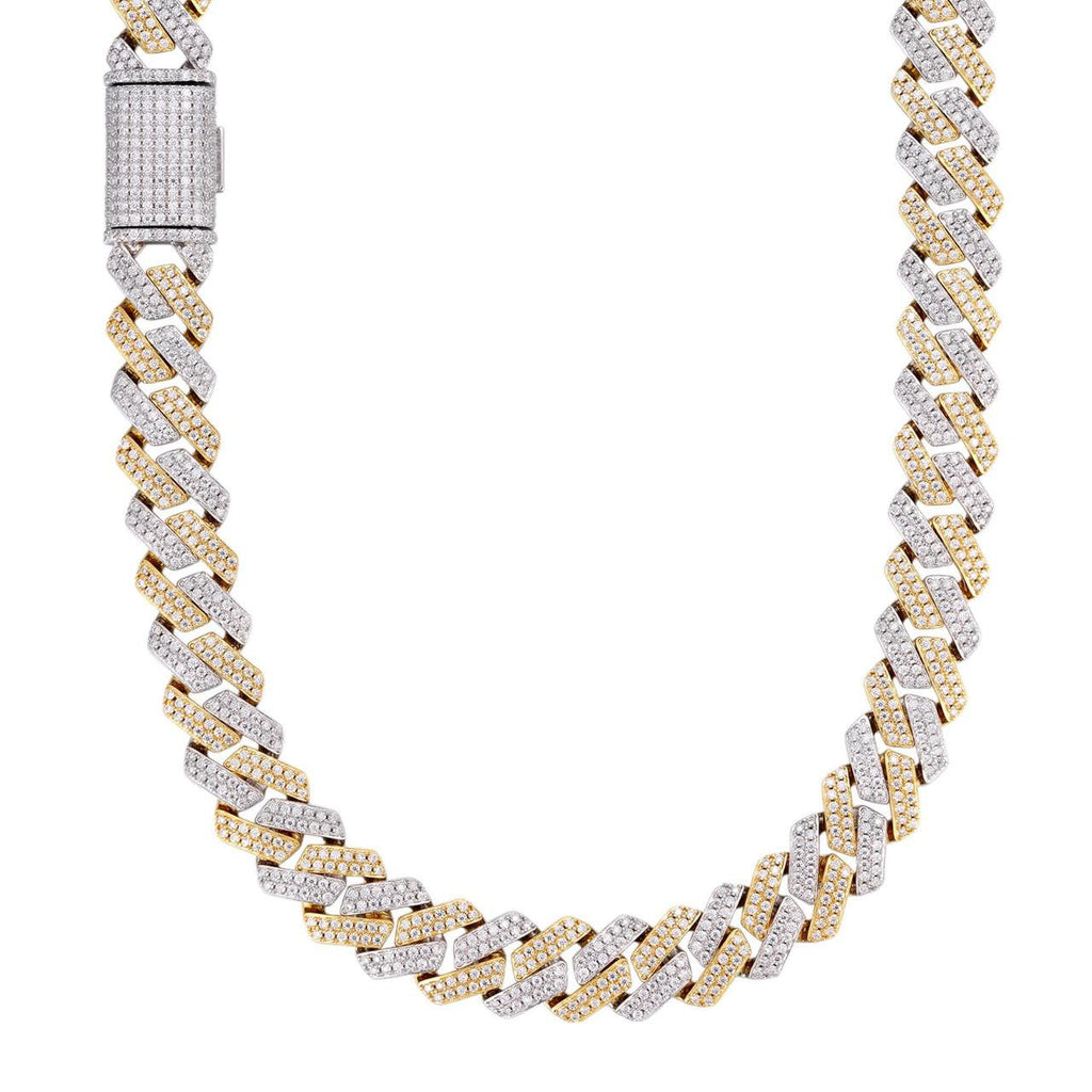 MOISSANITE #1 Bestseller Miami Cuban Link Prong Chain Necklace Iced Out - 14k Gold Vermeil & 925 Silver - 8mm-20mm - 16" - 30"