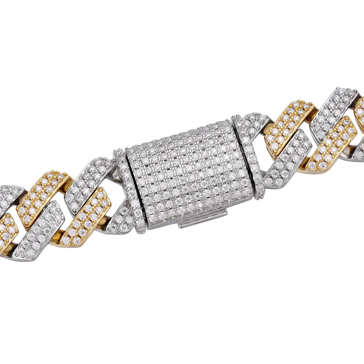 MOISSANITE #1 Bestseller Miami Cuban Link Prong Chain Necklace Iced Out - 14k Gold Vermeil & 925 Silver - 8mm-20mm - 16" - 30"