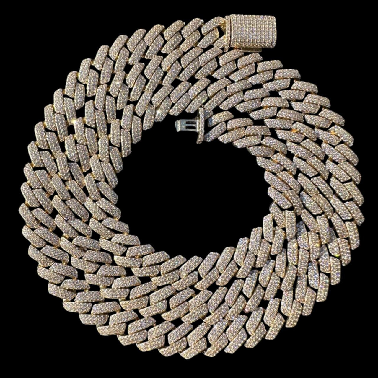 MOISSANITE #1 Bestseller Miami Cuban Link Prong Chain Necklace Iced Out - 14k Yellow Gold - 8mm - 16-30"