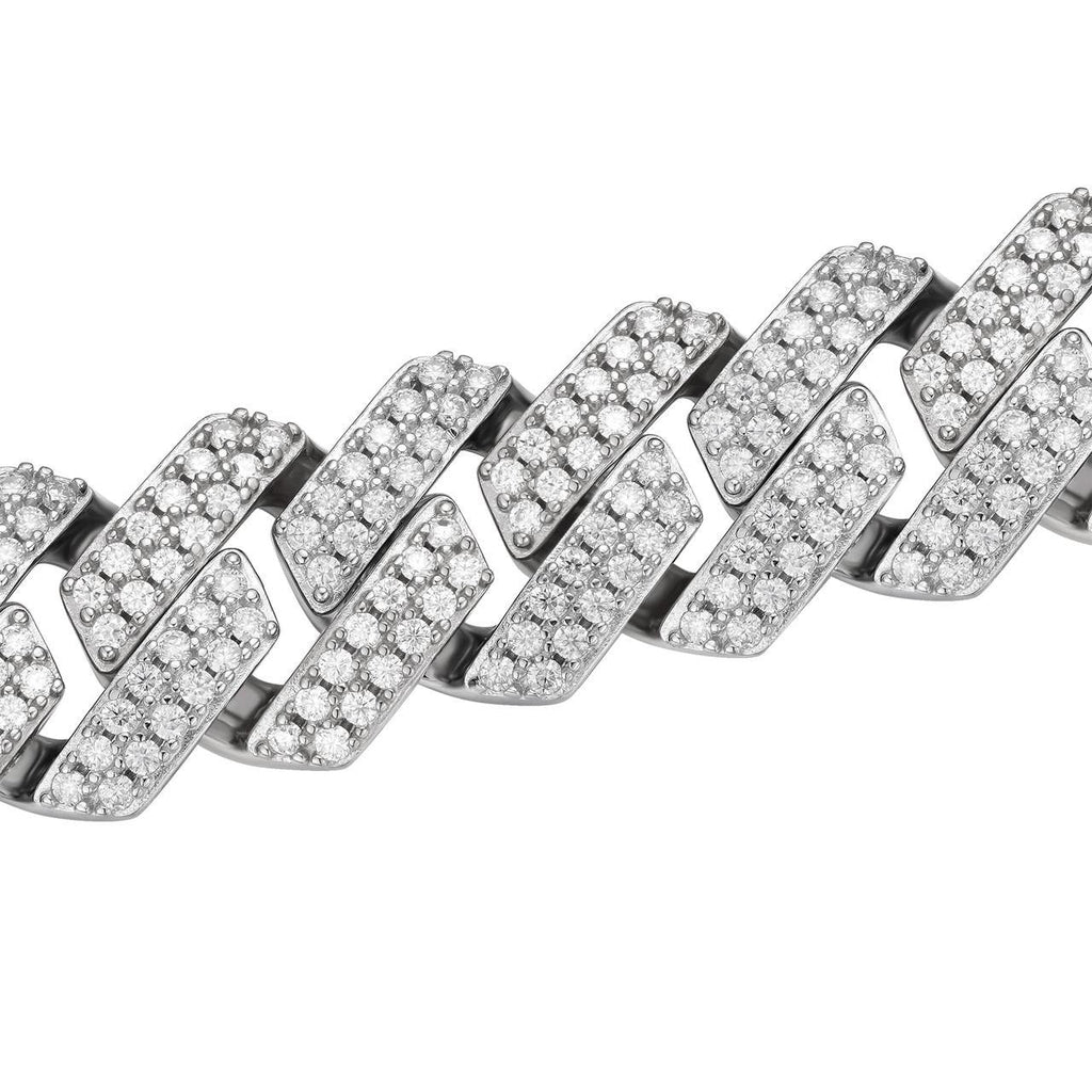 MOISSANITE #1 Bestseller Miami Cuban Link Prong Chain Necklace Iced Out - 925 Silver - 8mm-20mm - 16-30"