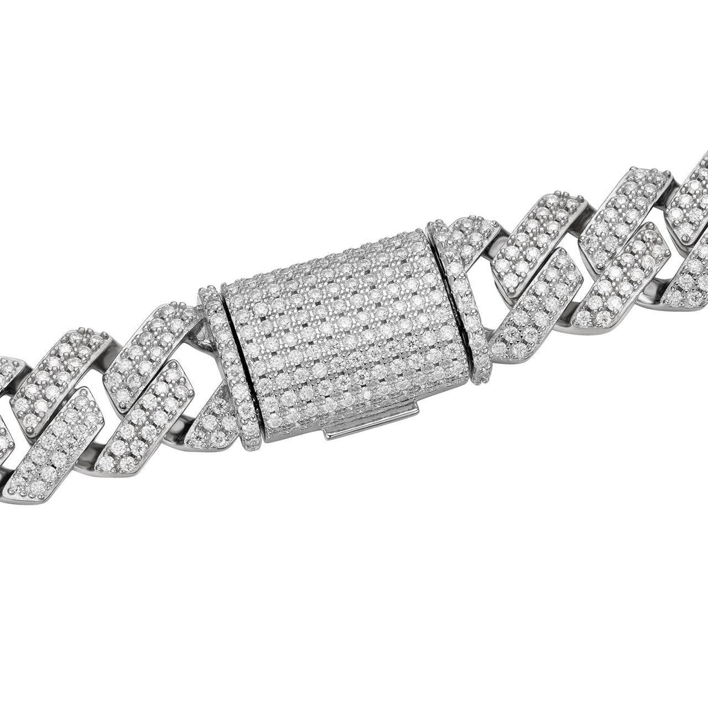 MOISSANITE #1 Bestseller Miami Cuban Link Prong Chain Necklace Iced Out - 925 Silver - 8mm-20mm - 16-30"