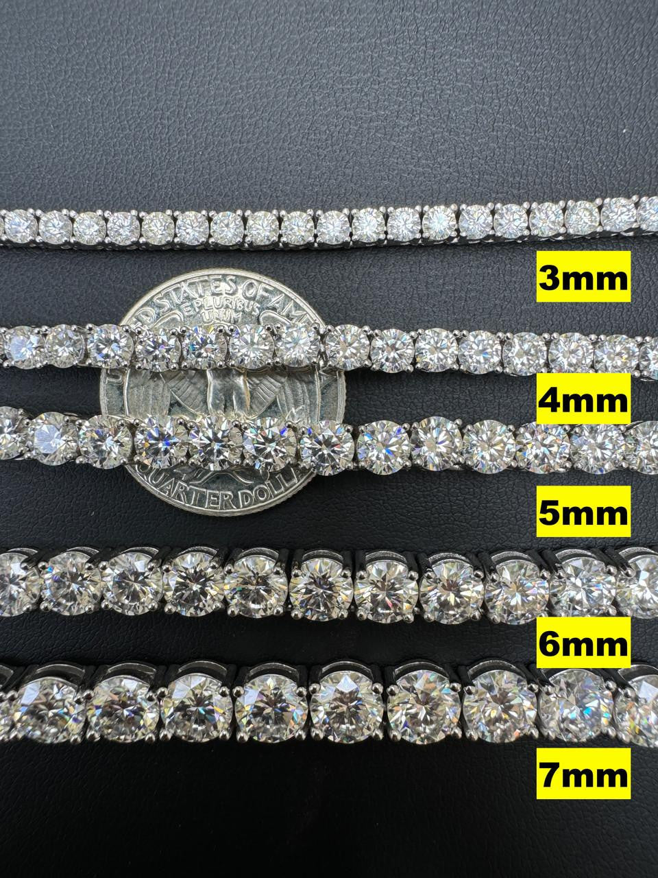 MOISSANITE #1 BESTSELLER Tennis Chain Necklace Iced Out - 14k Gold Vermeil, Rose Gold Vermeil Or 925 Silver - 3mm-7mm - 16"-30"