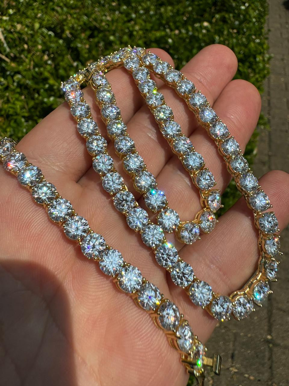MOISSANITE #1 BESTSELLER Tennis Chain Necklace Iced Out - 14k Gold Vermeil, Rose Gold Vermeil Or 925 Silver - 3mm-7mm - 16"-30"