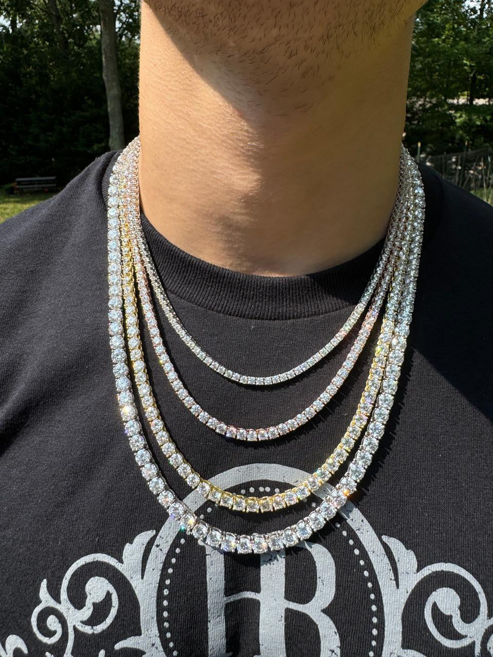 MOISSANITE #1 BESTSELLER Tennis Chain Necklace Iced Out - 14k Gold Vermeil, Rose Gold Vermeil Or 925 Silver - 3mm-7mm - 16"-30"
