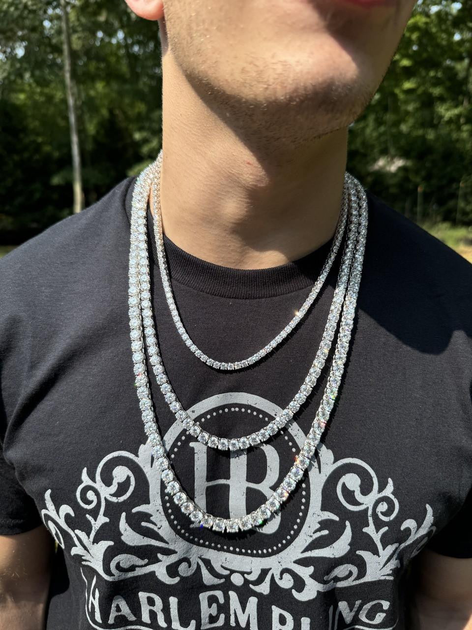 MOISSANITE #1 BESTSELLER Tennis Chain Necklace Iced Out - 14k Gold Vermeil, Rose Gold Vermeil Or 925 Silver - 3mm-7mm - 16"-30"