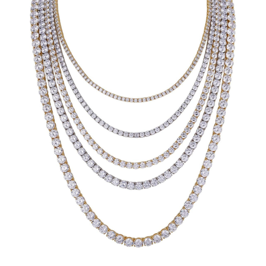 MOISSANITE #1 BESTSELLER Tennis Chain Necklace Iced Out - 14k Gold Vermeil, Rose Gold Vermeil Or 925 Silver - 3mm-7mm - 16"-30"