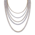 MOISSANITE #1 BESTSELLER Tennis Chain Necklace Iced Out - 14k Gold Vermeil, Rose Gold Vermeil Or 925 Silver - 3mm-7mm - 16"-30"