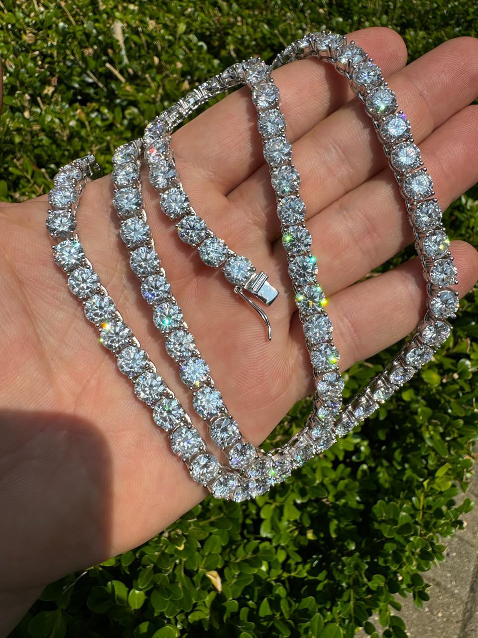 MOISSANITE #1 BESTSELLER Tennis Chain Necklace Iced Out - 14k Gold Vermeil, Rose Gold Vermeil Or 925 Silver - 3mm-7mm - 16"-30"