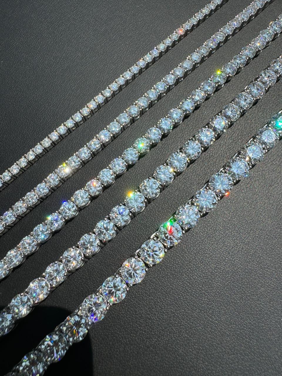 MOISSANITE #1 BESTSELLER Tennis Chain Necklace Iced Out - 14k Gold Vermeil, Rose Gold Vermeil Or 925 Silver - 3mm-7mm - 16"-30"