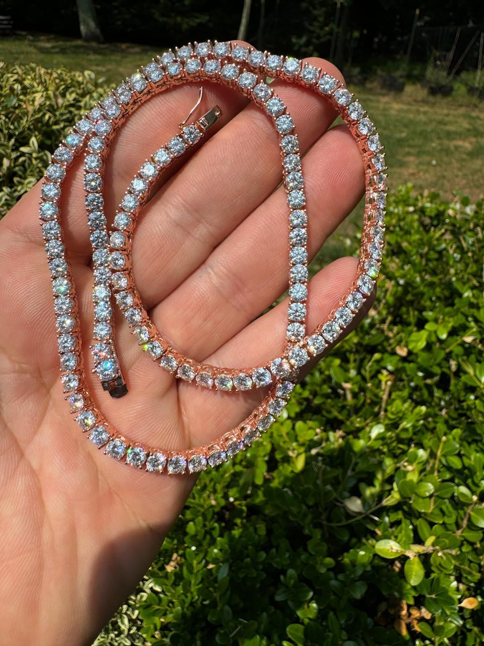 MOISSANITE #1 BESTSELLER Tennis Chain Necklace Iced Out - 14k Gold Vermeil, Rose Gold Vermeil Or 925 Silver - 3mm-7mm - 16"-30"