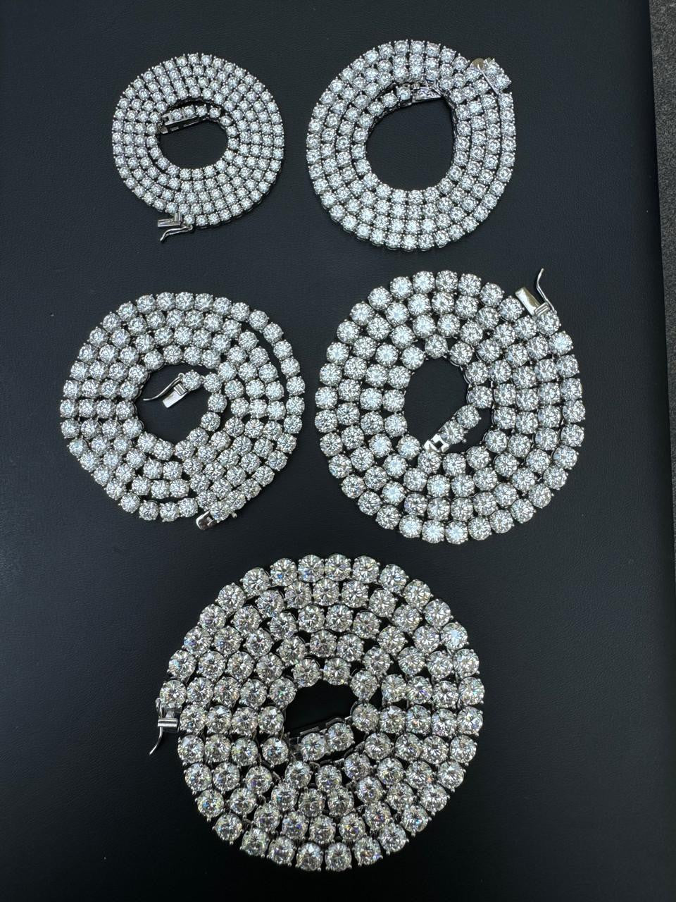 MOISSANITE #1 BESTSELLER Tennis Chain Necklace Iced Out - 14k Gold Vermeil, Rose Gold Vermeil Or 925 Silver - 3mm-7mm - 16"-30"