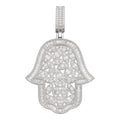 MOISSANITE 100 Evil Eyes Hamsa Hand Iced Out Pendant - 925 Silver - 3 Sizes 1.25"-3"