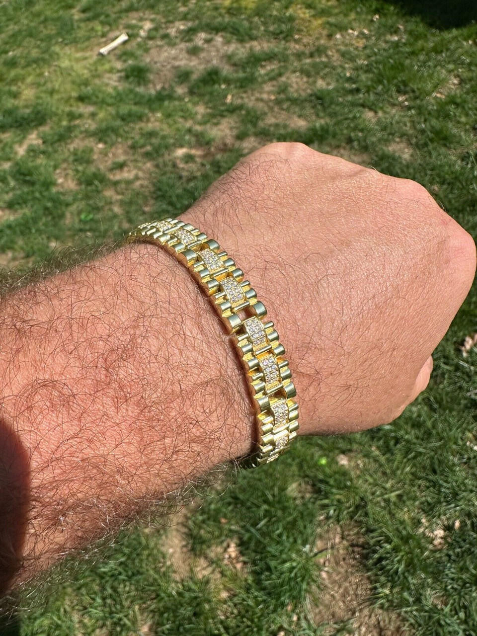 MOISSANITE Everyday Classic Presidential Custom Link Bracelet Iced Out - 14k Gold Vermeil 925 Silver - 10mm - 7.5"-8.5"